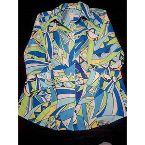 Chico's Multicolor Geometric Print Button-Up Blouse